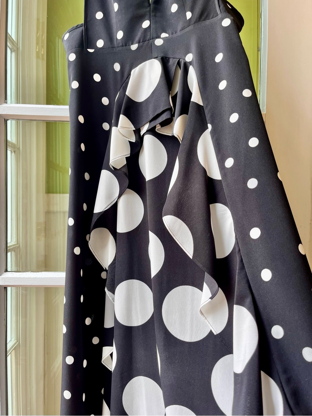 Topshop UK Black & White Polka Dot High-Low Dress, Backless Strappy top,  Ruffle - Picture 9 of 13